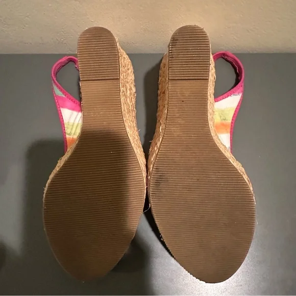 Coach Grace Watercolor straw wedge sandals multicolored Y2K Size 8.5 - Picture 11 of 11